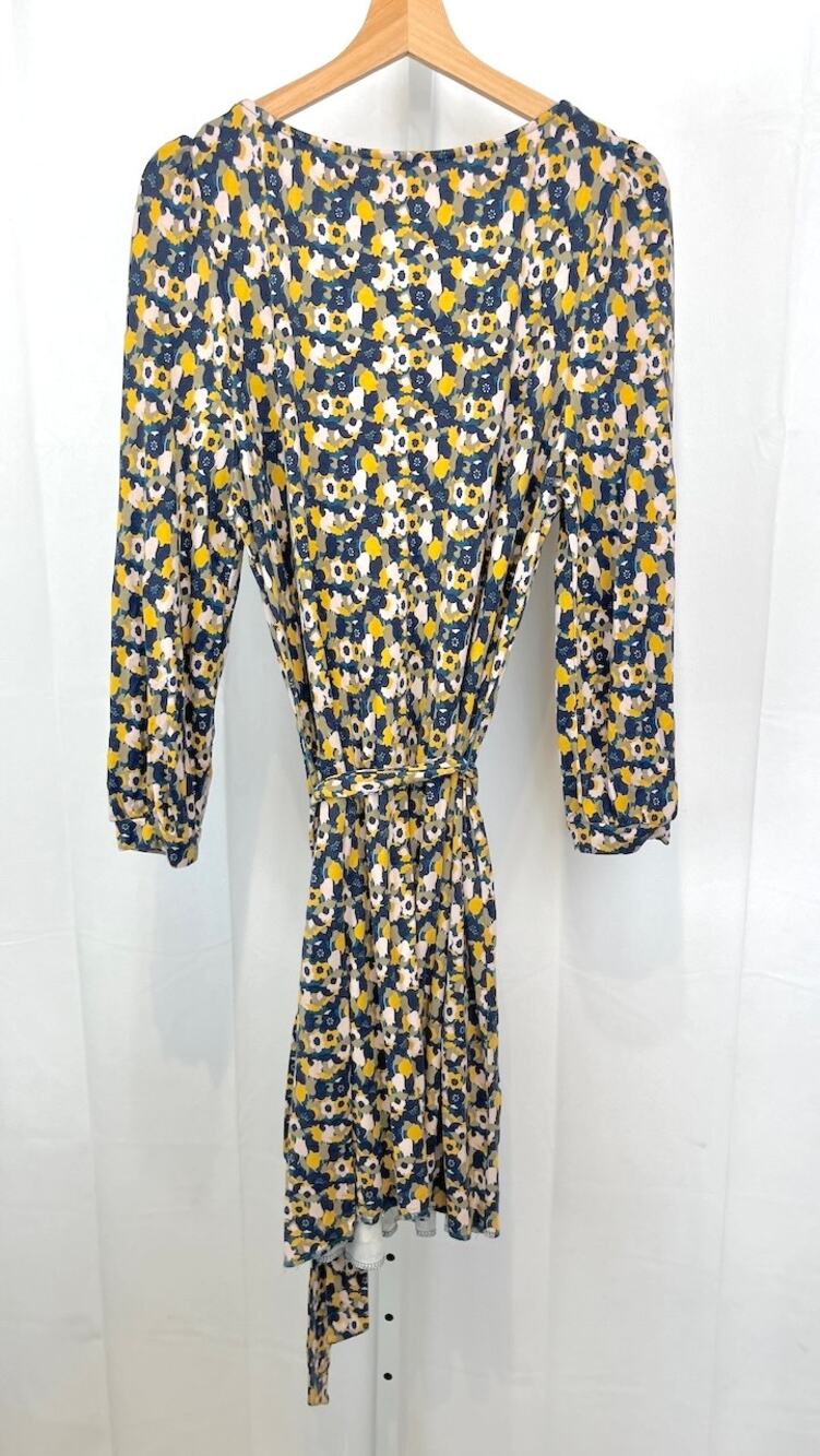BODEN Tie Detail Jersey Shift Dress D0310 Floral Blue Green Pink UK 18 US 14